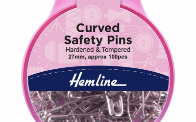 Hemline Curved Safety Pins – Nickel – 27mm – 100 Pieces (H418.0)